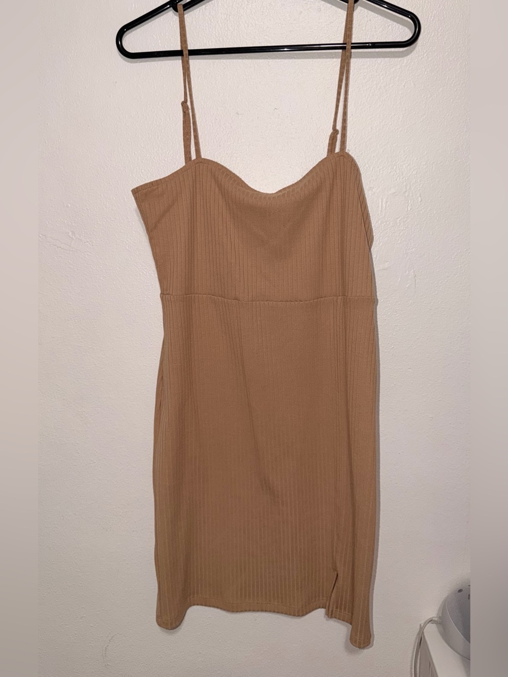 Forever 21 Tan Ribbed Spaghetti Strap Bodycon Dress